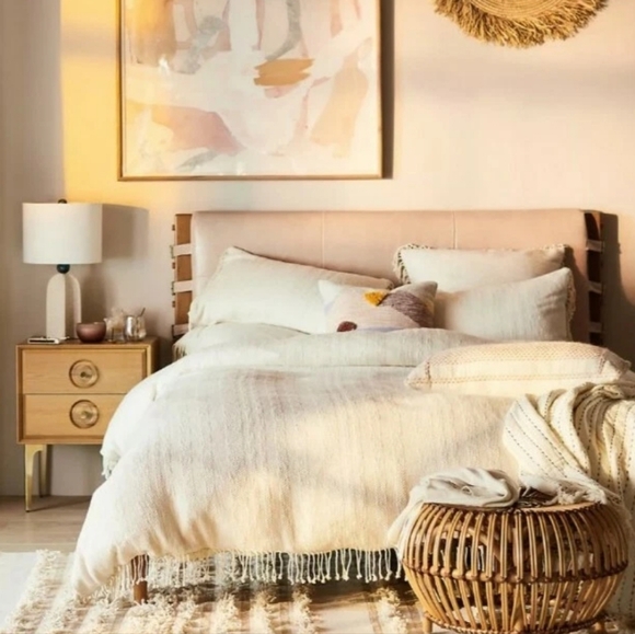 Anthropologie Woven Halley Duvet Cover - Ivory